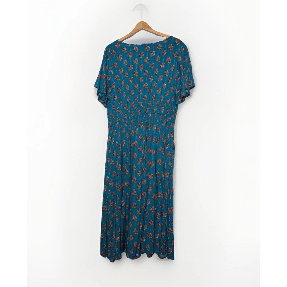 Torrid Woman's Challis Button-Front Midi Dress Size 1X 14/16 Flutter Sleeves - Picture 3 of 5